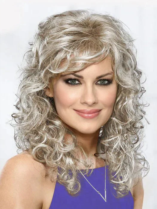 Natural Long Curly Blonde/Auburn Synthetic Wigs By imwigs®