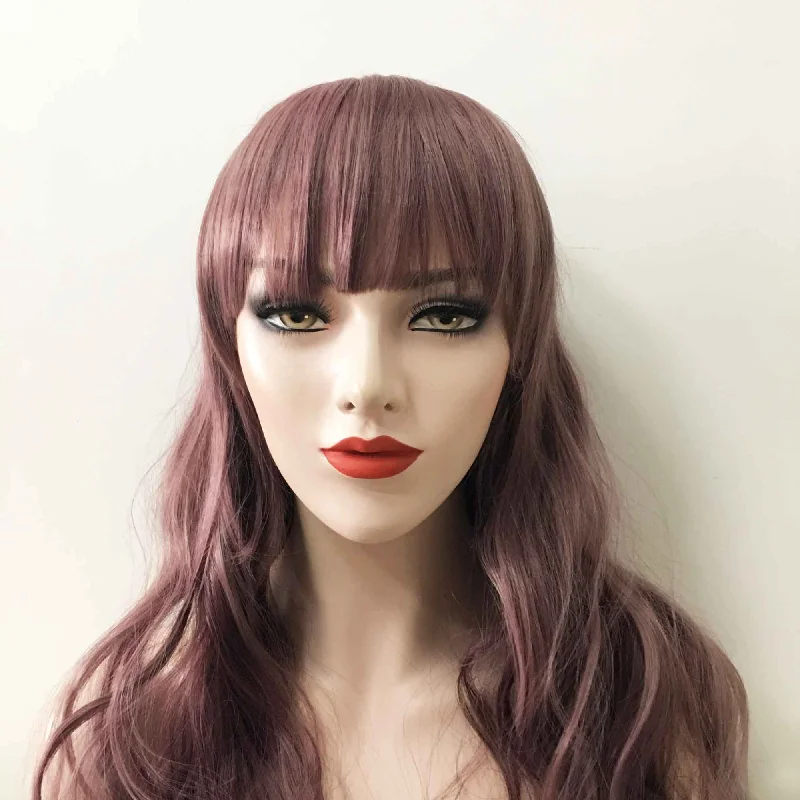 Women Dusty Purple Long Wavy Fringe Bangs Fringe Bangs Wig